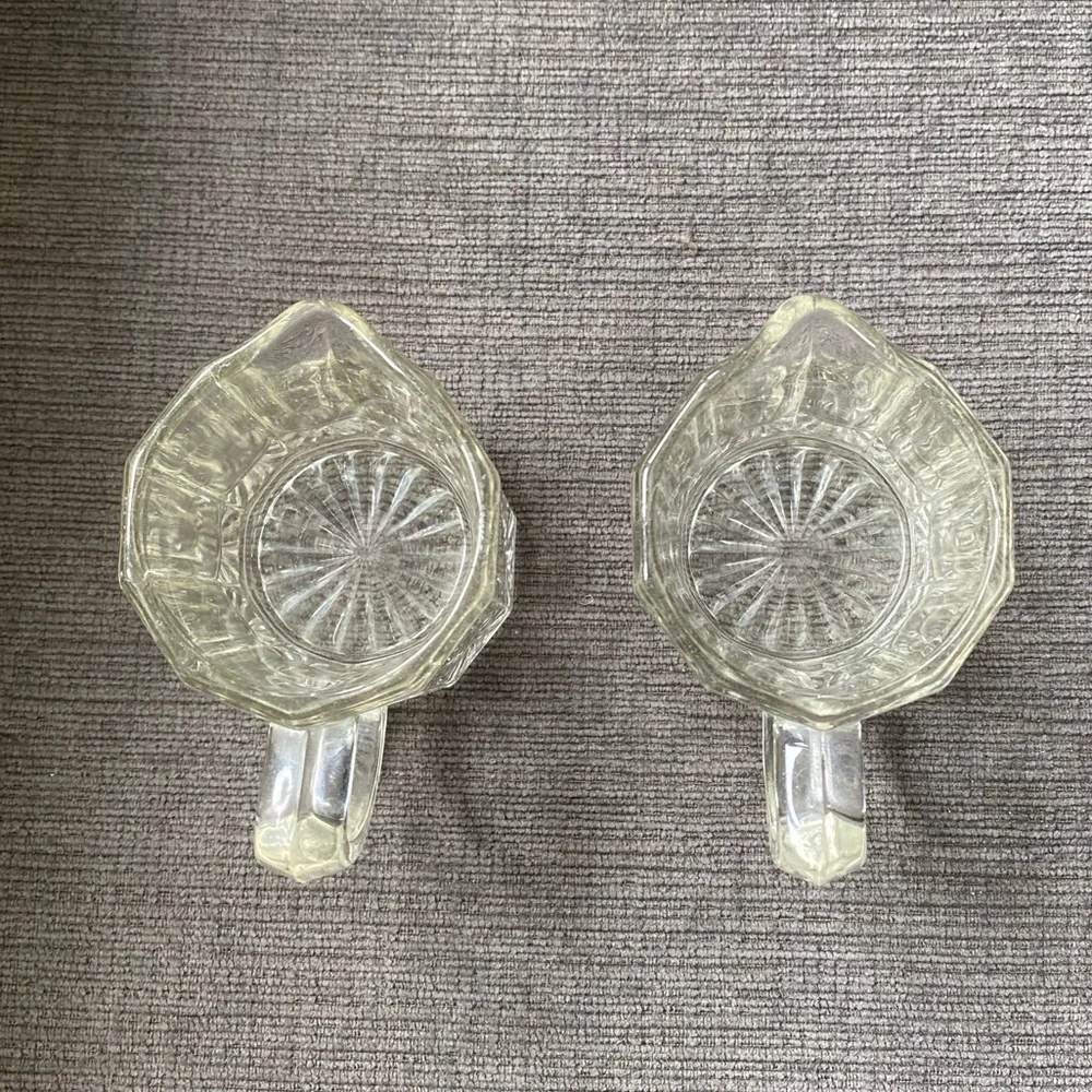 Vintage Clear Glass Creamer Pitcher Pair